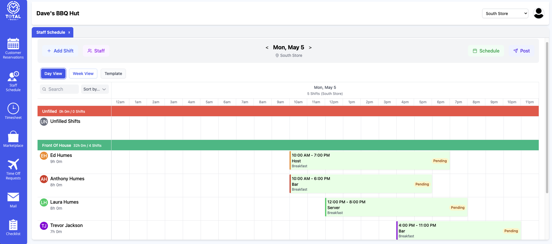Total Work platform interface